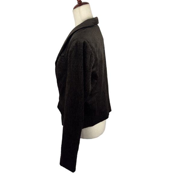 DEMOCRACY CORDUROY‎ CROPPED ONE BUTTON BLAZER IN ESPRESSO NWT WOMEN'S MEDIUM - Picture 4 of 15